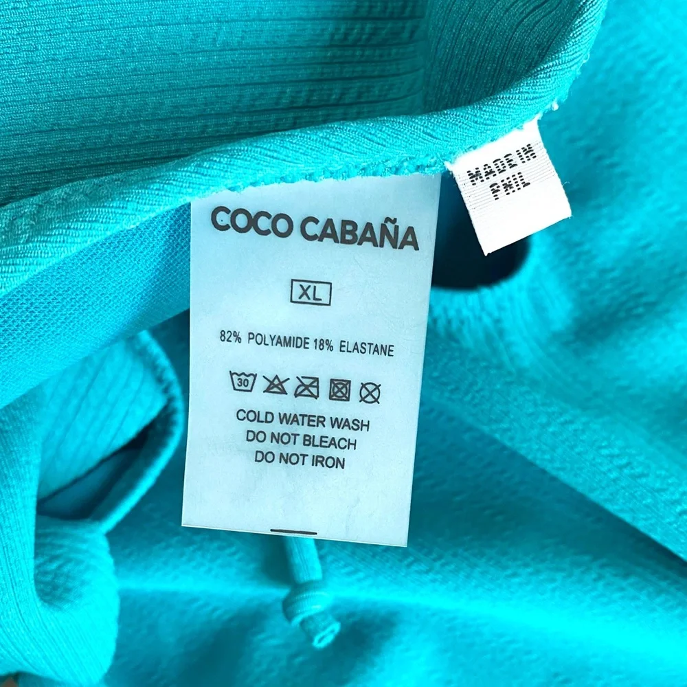 🆕 Coco Cabaña Swimsuit Women’s XL Teal Blue Ruffle V-Neck One Piece Bathing Suit